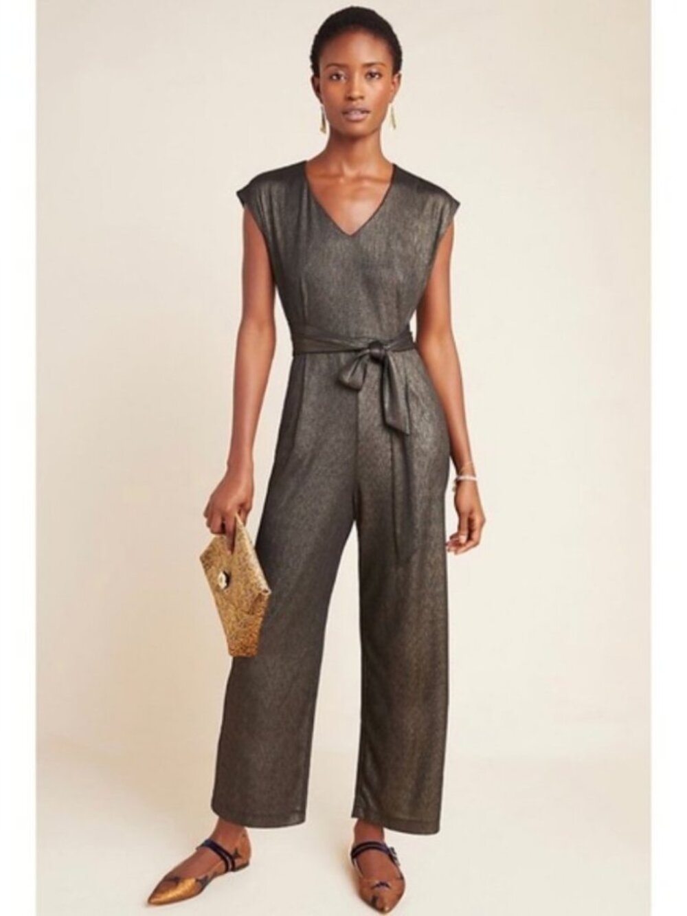 Anthropologie Bishop + Young Pandita Metallic Jumpsuit